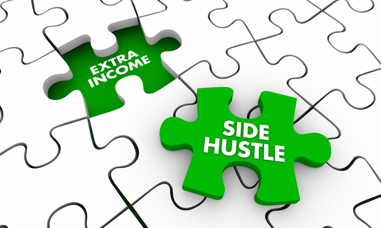 Puzzle with Pieces Named Side Hustle & Extra Income Puzzle with Pieces Named Side Hustle & Extra Income