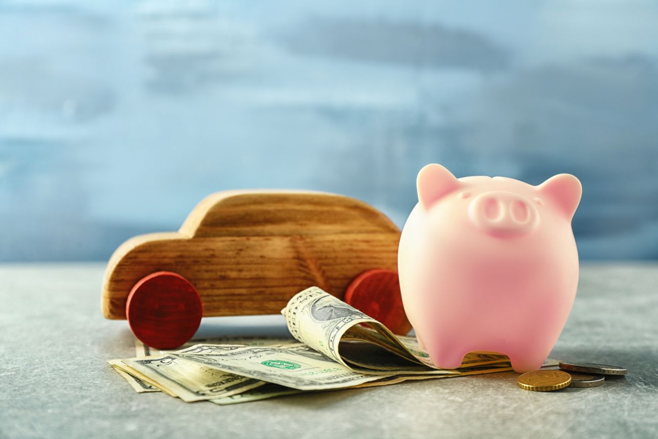Piggy Bank and Cash by Car Piggy Bank and Cash by Car