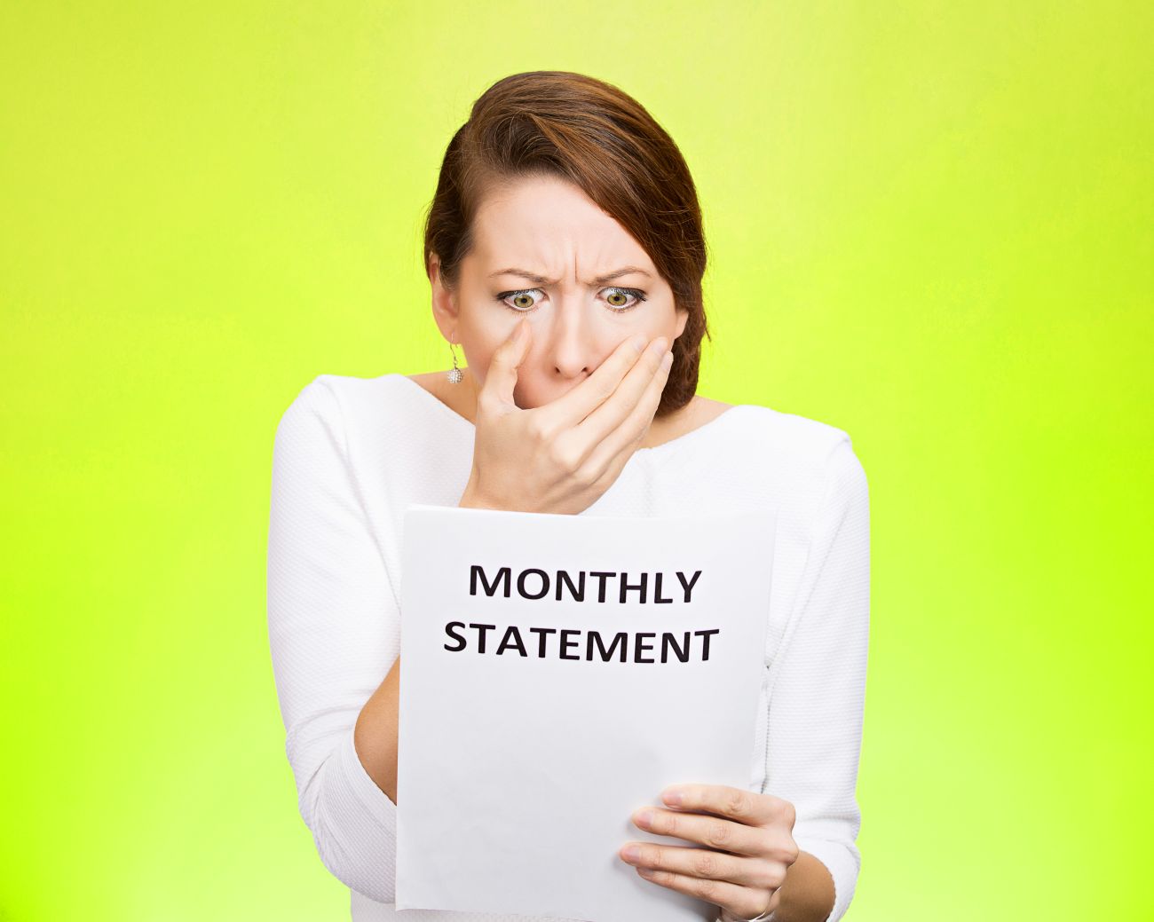 Woman Shocked by Monthly Statement Woman Shocked by Monthly Statement