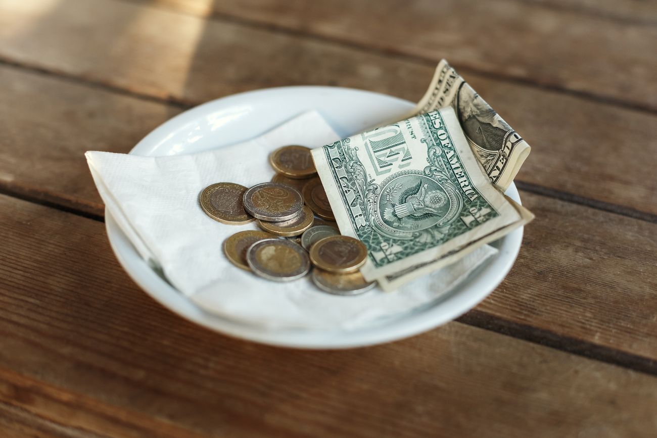 Tips Left at Restaurant Table Tips Left at Restaurant Table