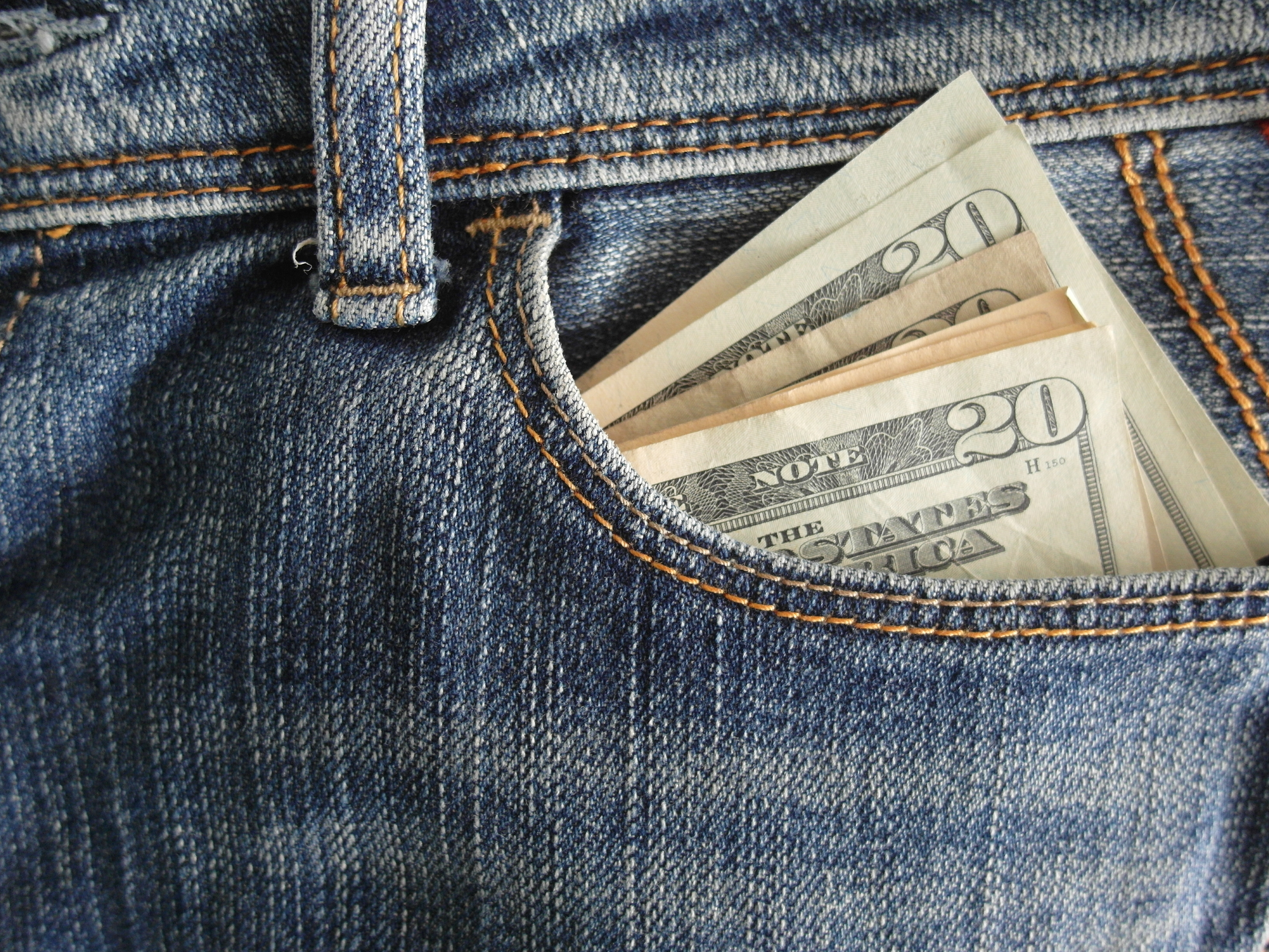 Jean Pocket Stuffed with Cash Jean Pocket Stuffed with Cash