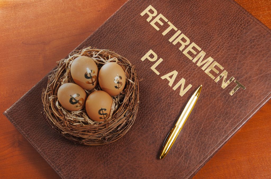 Retirement Plan Folder with Dollar Eggs in Basket Retirement Plan Folder with Dollar Eggs in Basket