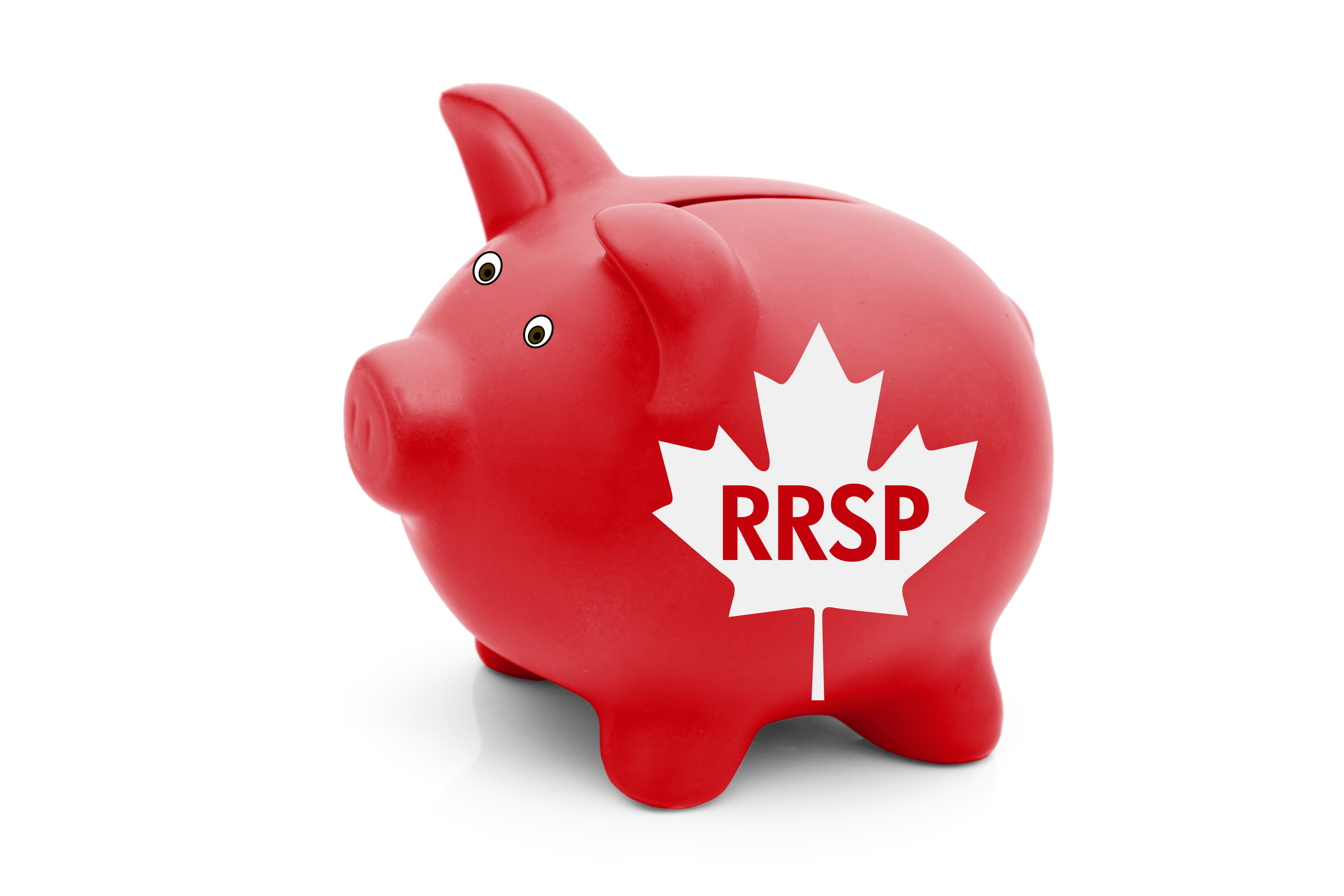 Red Canadian Piggy Bank with RRSP Written on it Red Canadian Piggy Bank with RRSP Written on it