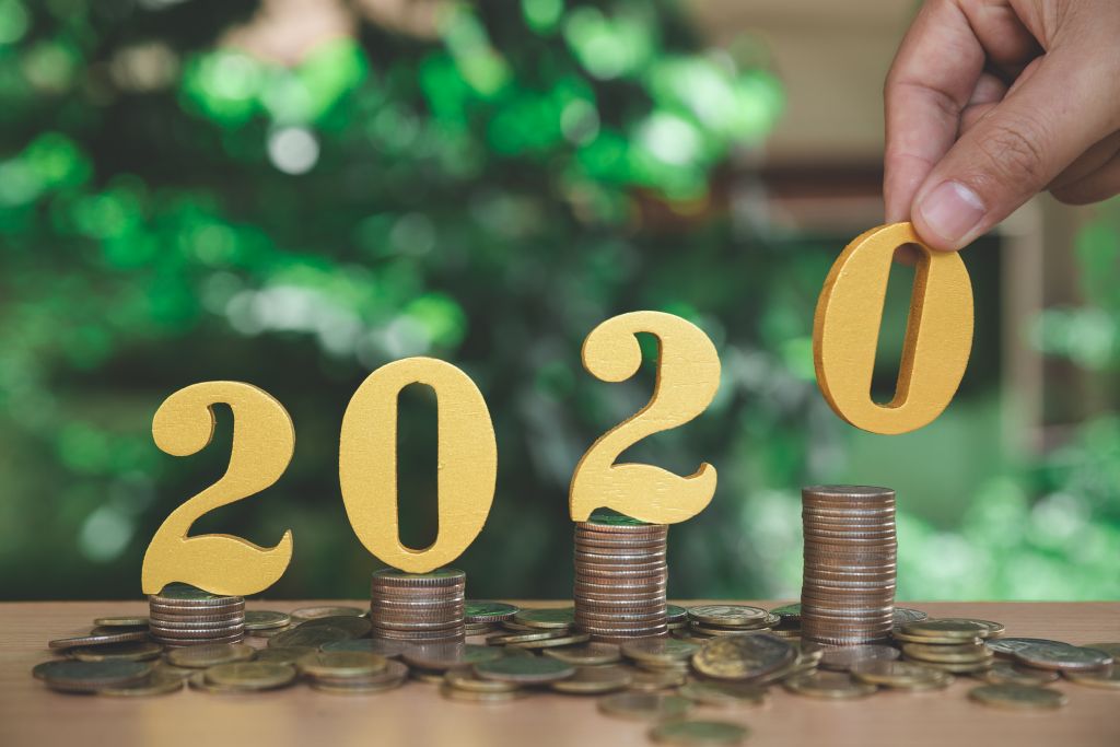 Stacked Coins with 2020 on Top Stacked Coins with 2020 on Top