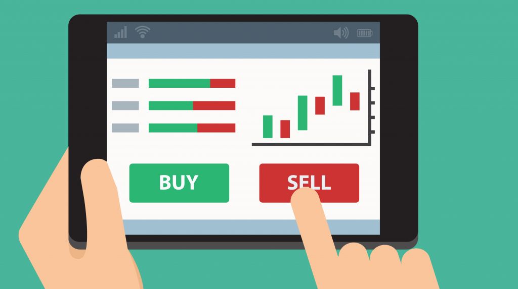 Hand Clicking Sell on Tablet Computer Hand Clicking Sell on Tablet Computer