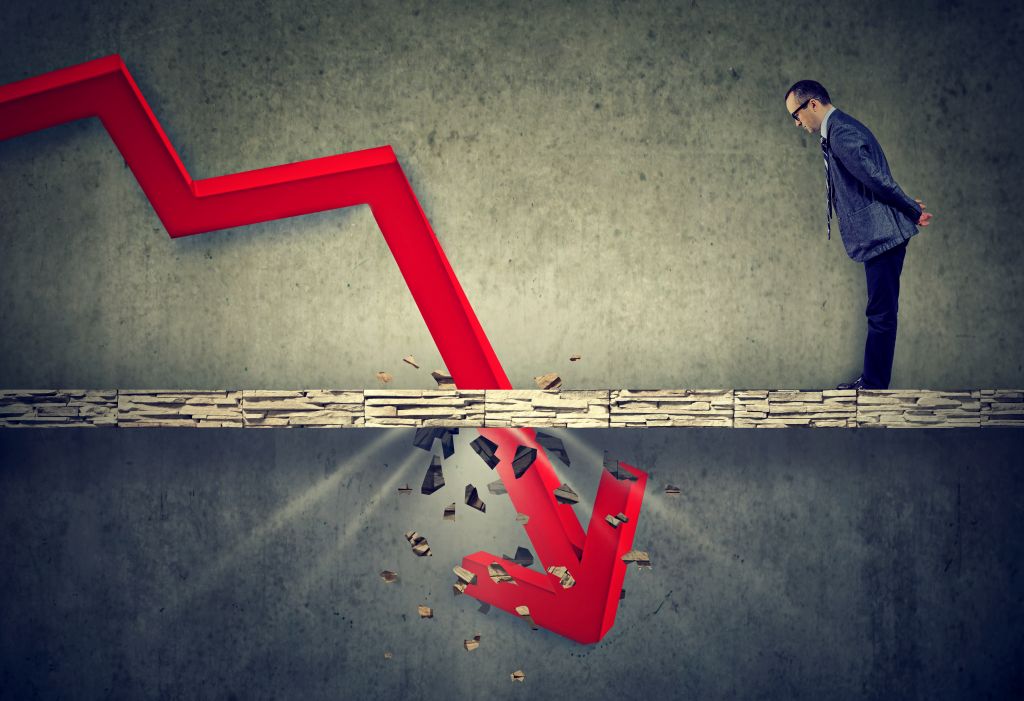 Man Watching Negative Red Graph Line Man Watching Negative Red Graph Line