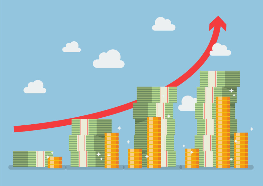 Money Stacks and Upward Trend Chart Money Stacks and Upward Trend Chart