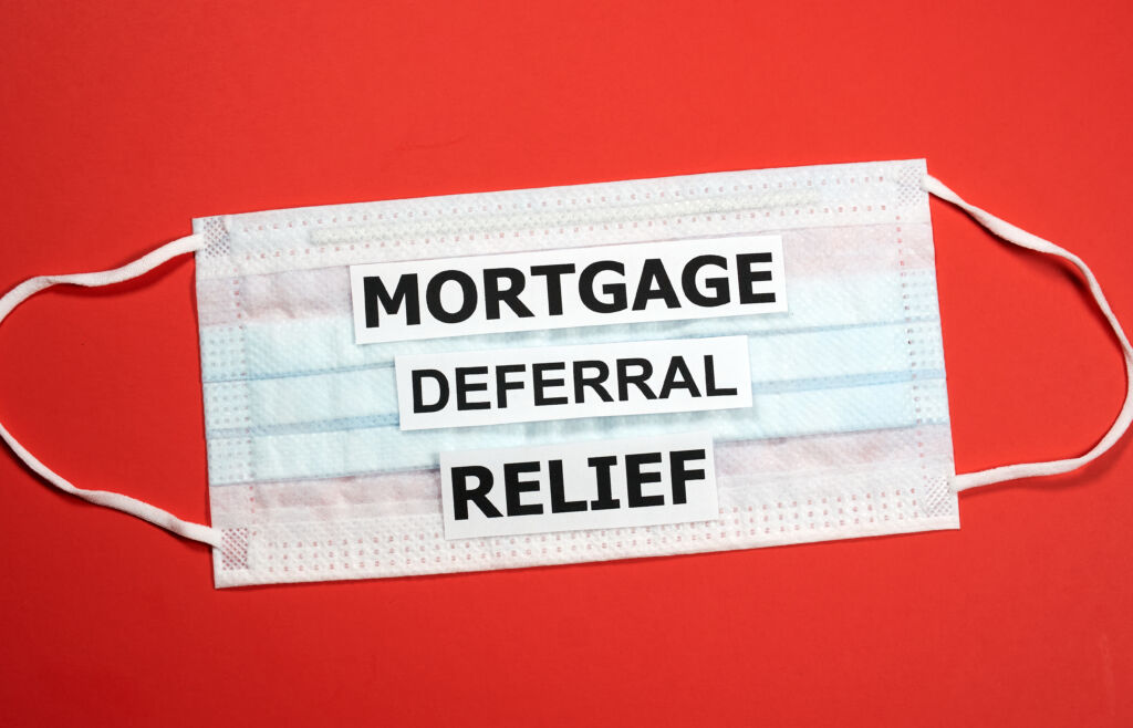 Face Mask with Mortgage Deferral Relief Written On It Face Mask with Mortgage Deferral Relief Written On It
