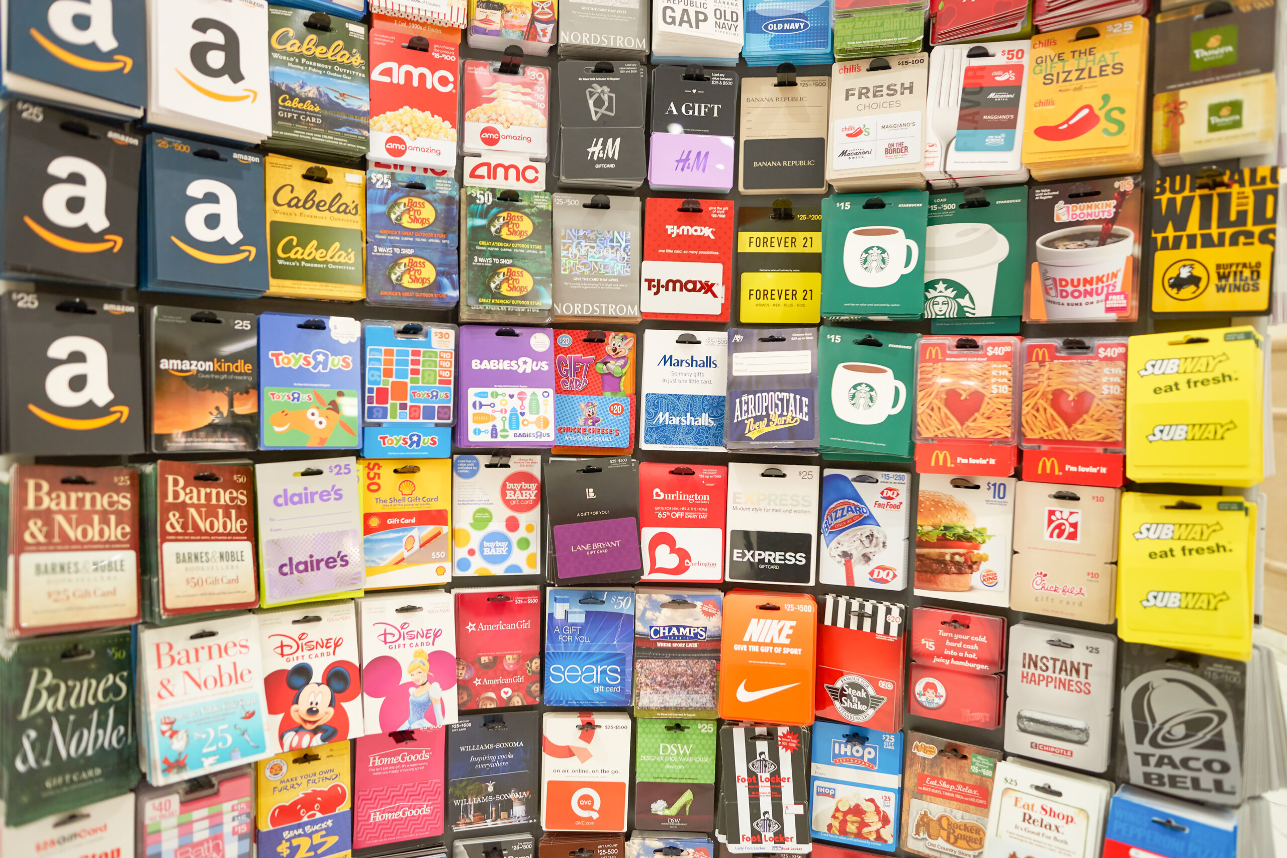 Gift Cards Hanging on Wall Gift Cards Hanging on Wall