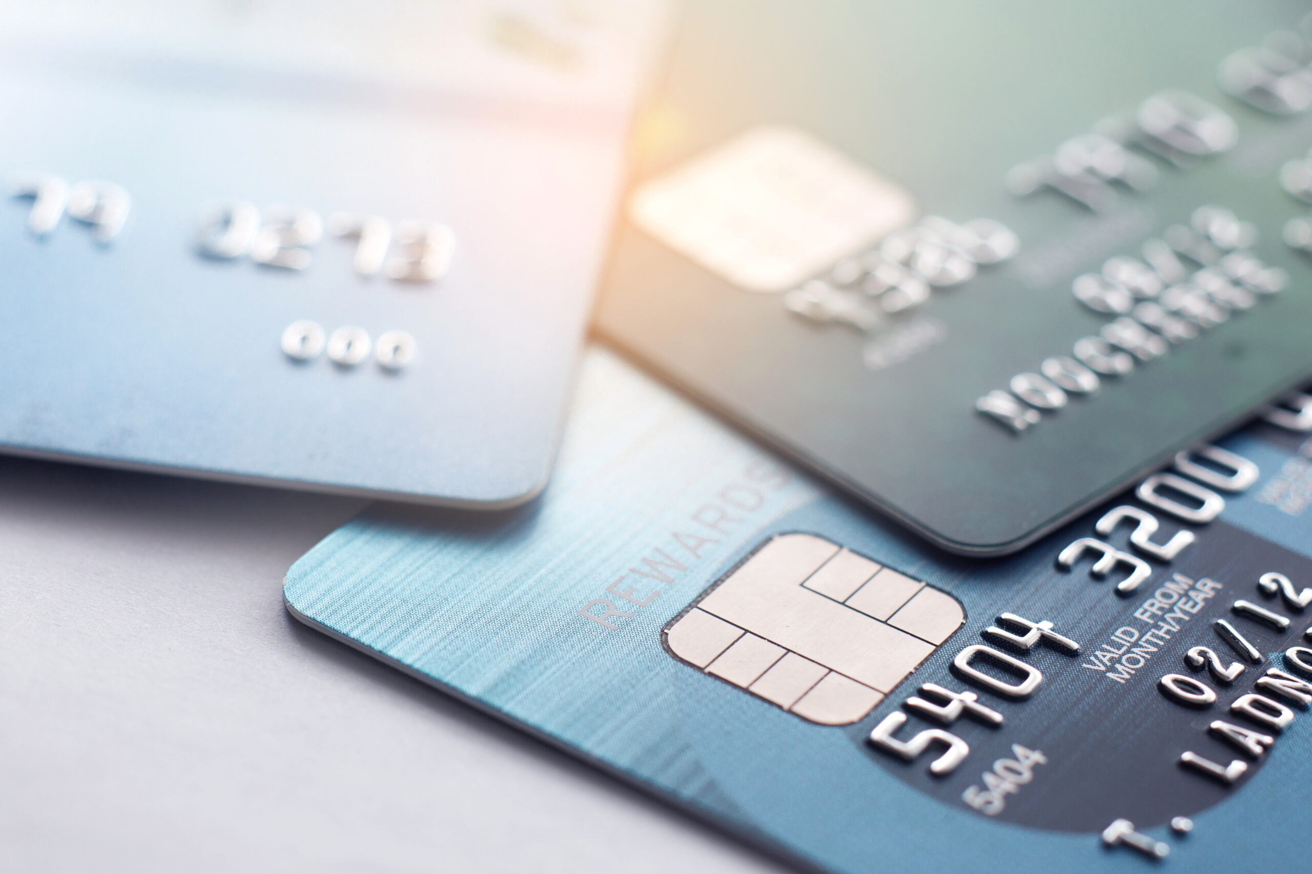 Credit Cards Overlapping on Table Credit Cards Overlapping on Table