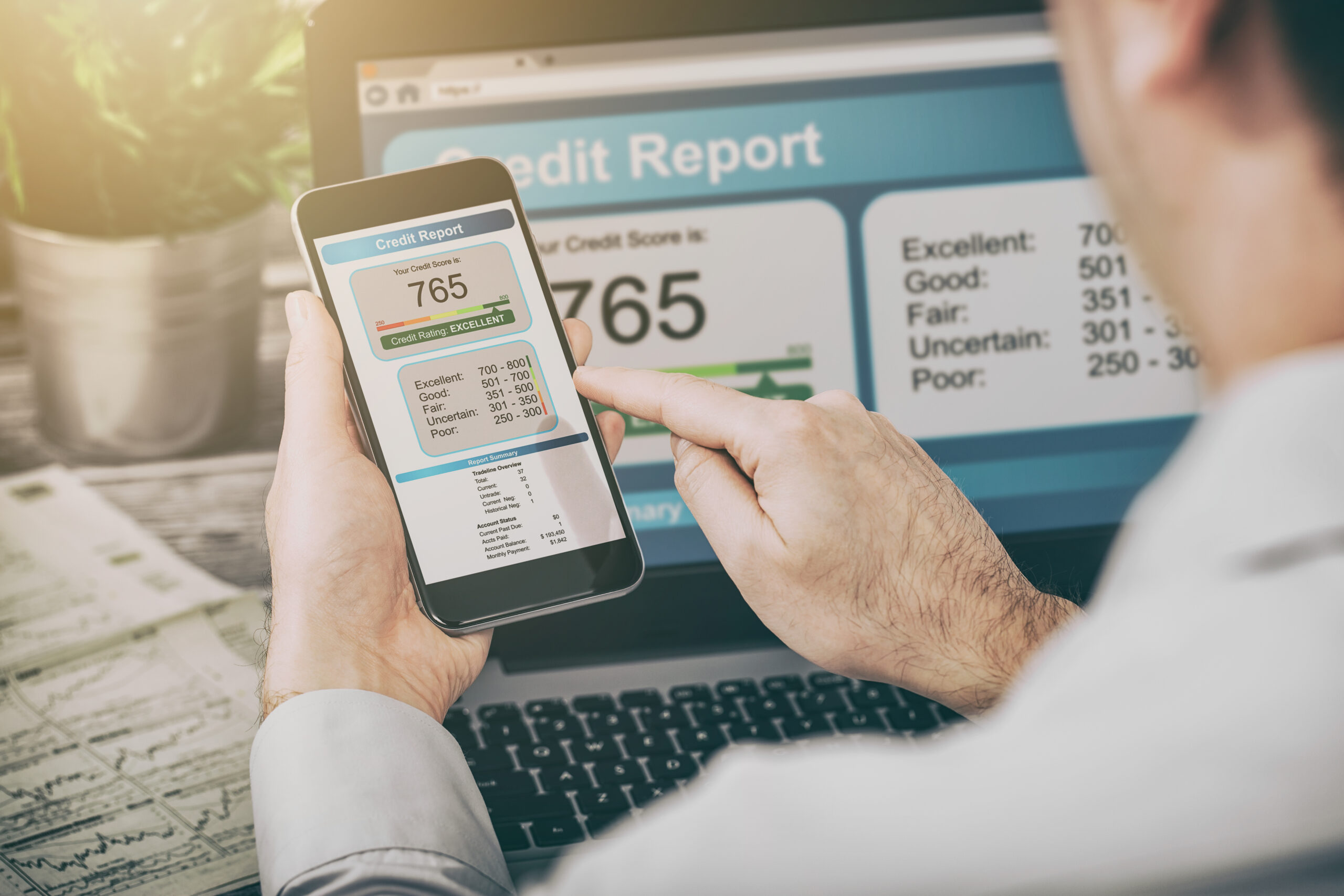Man Checking His Credit Score Online Man Checking His Credit Score Online