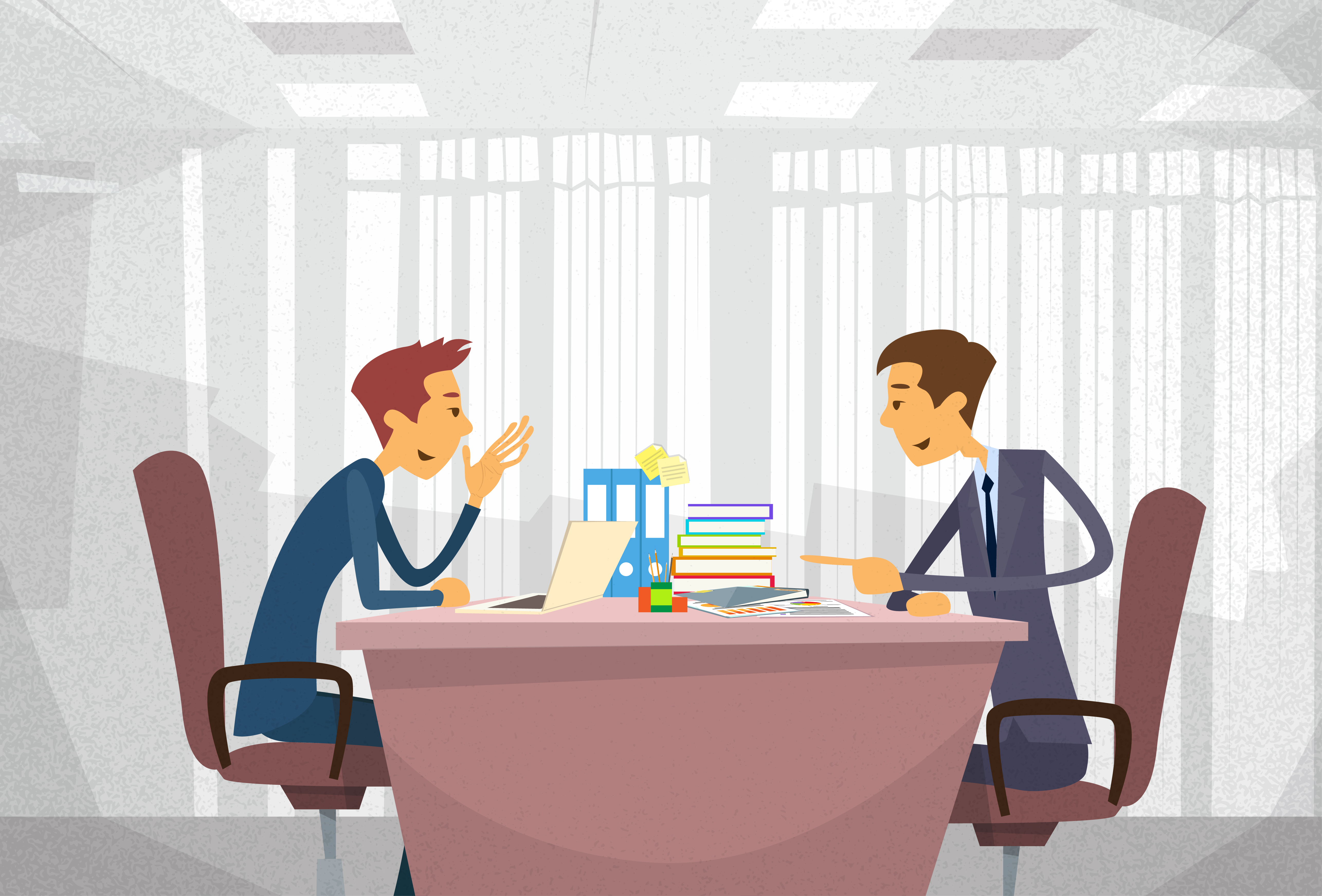vector illustration of work meeting with boss