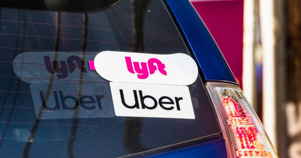 Car with Uber and Lyft Sticker on it