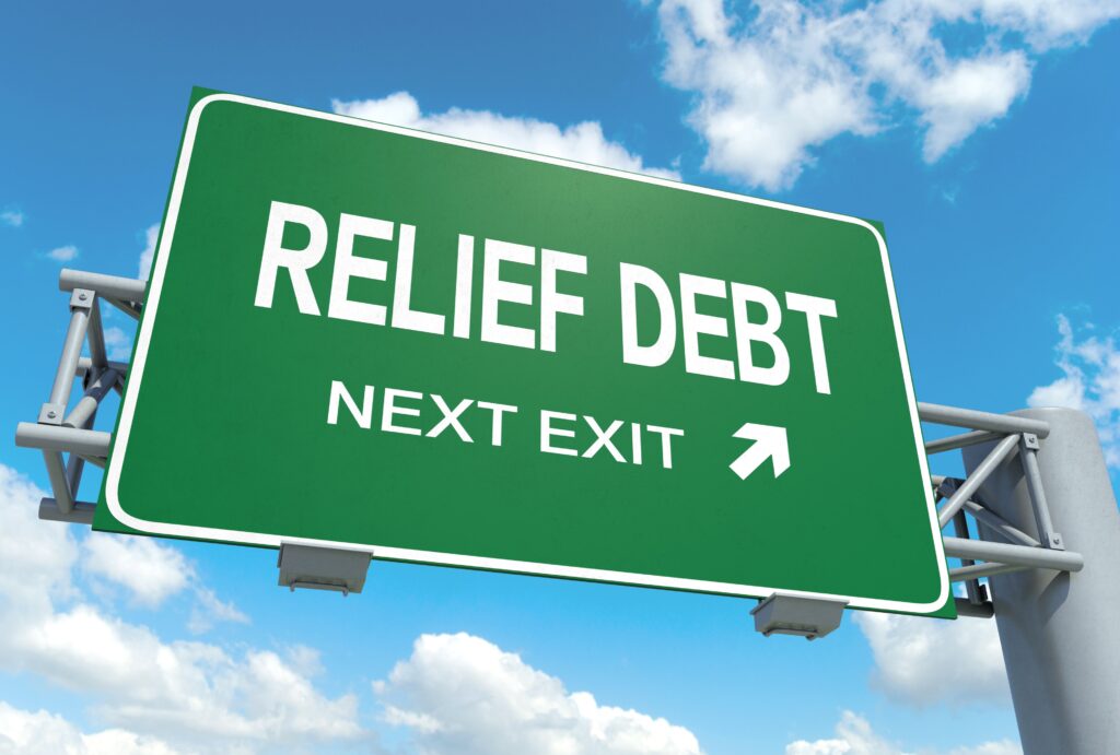 Debt Relief Next Exit Highway Sign Debt Relief Next Exit Highway Sign