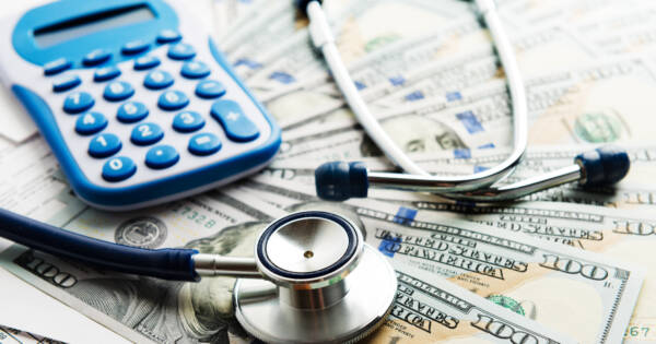 Money with Healthcare Stethoscope & Calculator