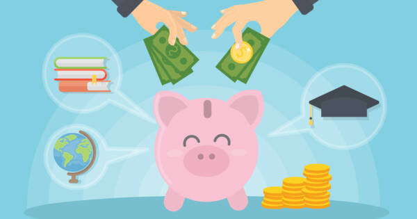 Students Saving Money in Piggy Bank