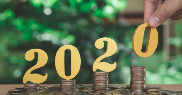 Stacked Coins with 2020 on Top