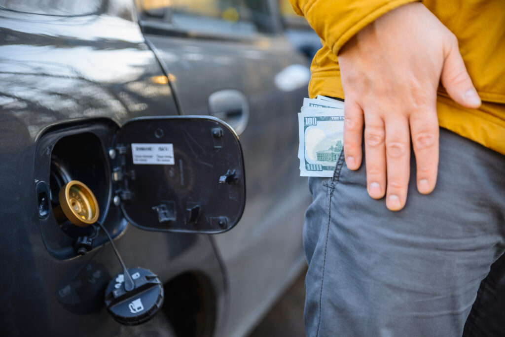 Cash in Pocket by Car Gas Cap Cash in Pocket by Car Gas Cap