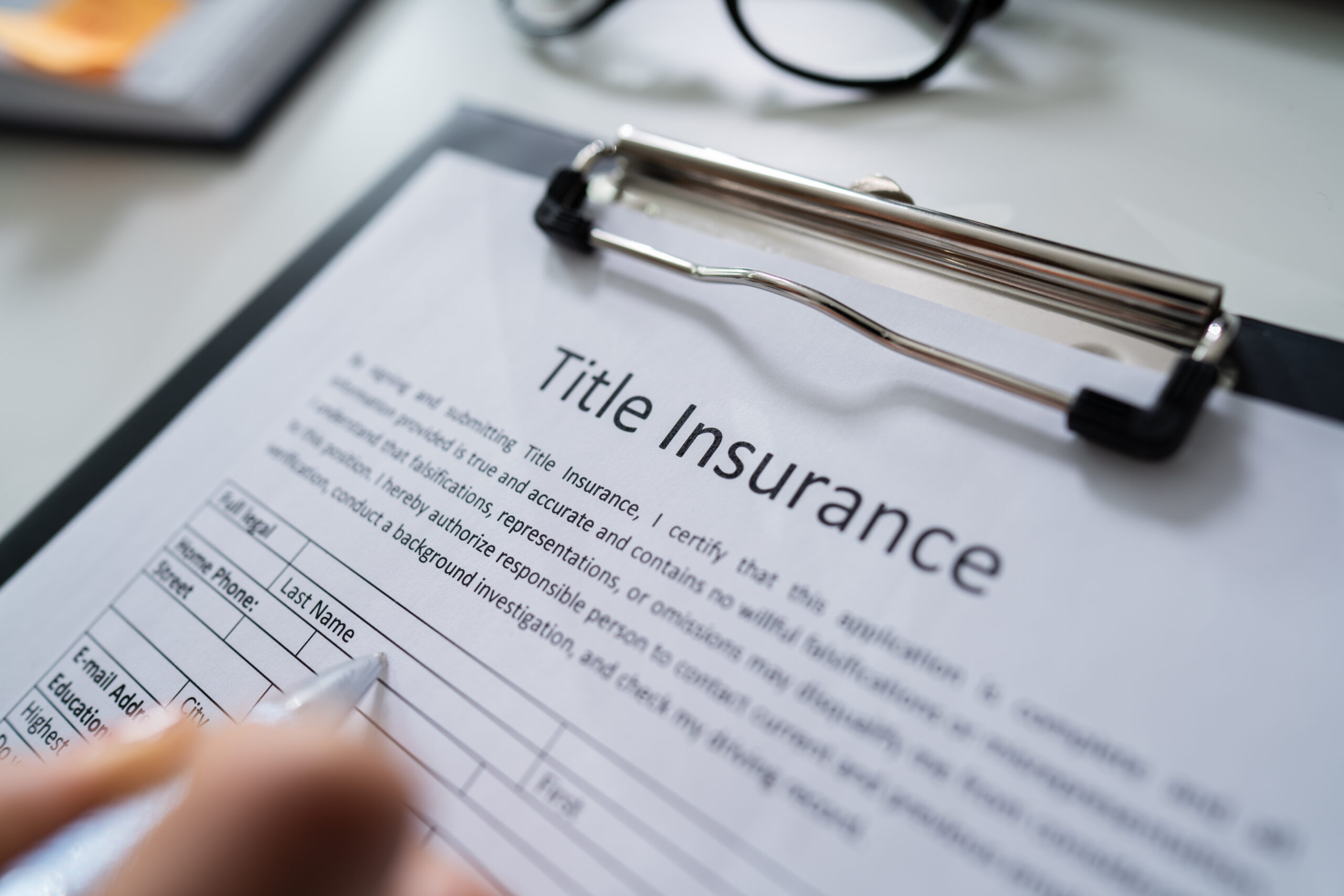 Clip Board with Title Insurance Application Clip Board with Title Insurance Application