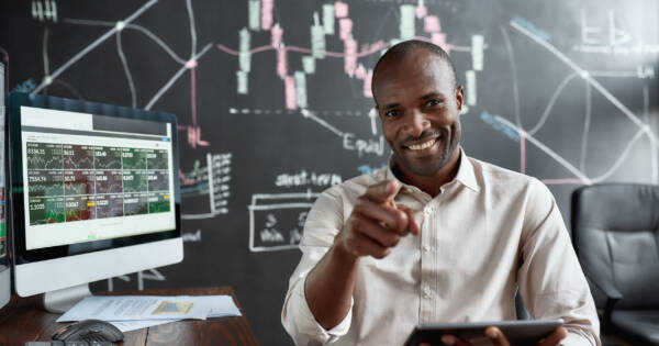 Man happy about investing