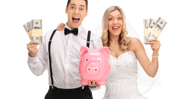 Young married couple thinking about their financial future